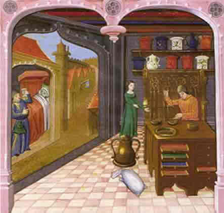 Scène d'époque d'une boutique de vente d'épices